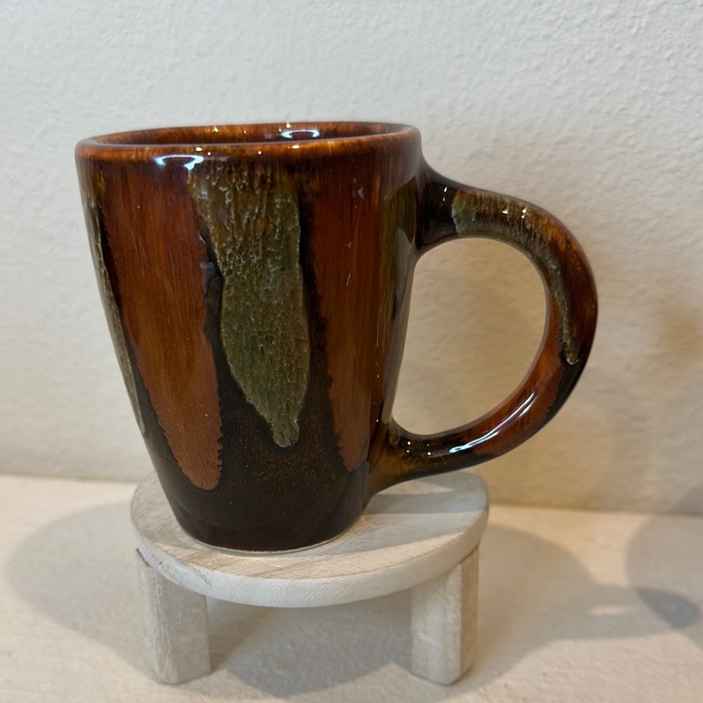 Signed Dryden drip Brown and Green Mug